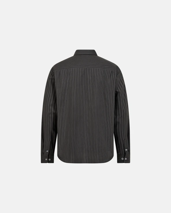 Resteröds Shirt 'Davis' | 100% Cotton | Dark Gray With Stripes