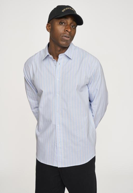 Resteröds Shirt 'Davis' | 100% Cotton | Light Blue With Stripes