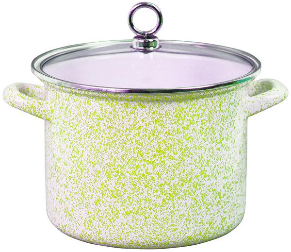 reston lloyd 1.5 QT Enamel on Steel Stock Pot Lime Speckle