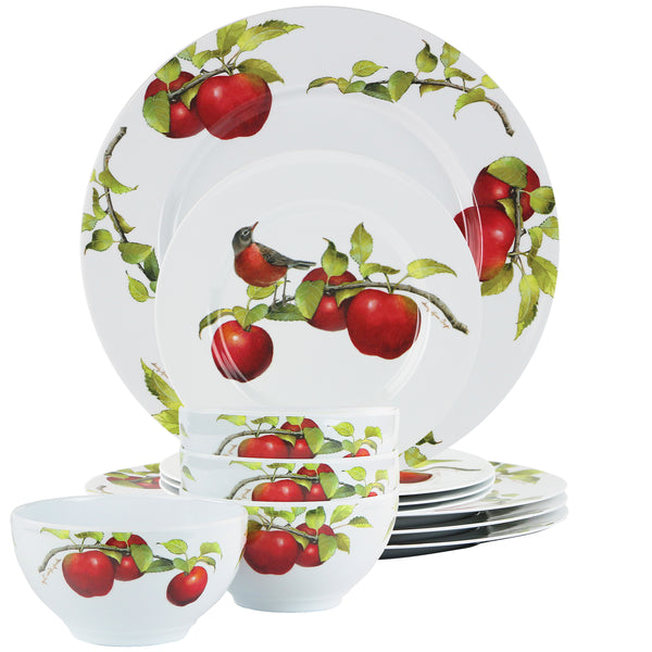 reston lloyd 12pc Melamine Dinner Set Harvest Apples