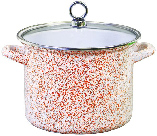 reston lloyd 2.5 QT Enamel on Steel Stock Pot Orange Speck