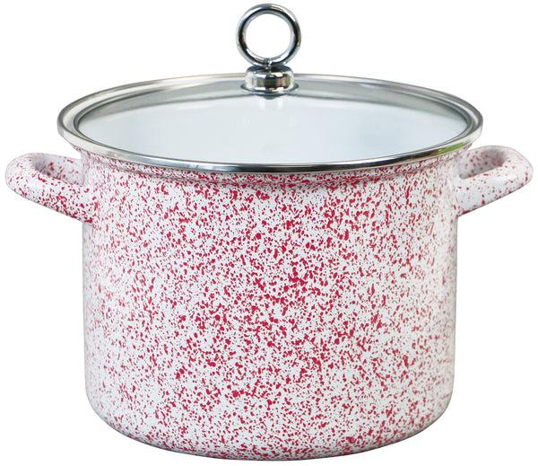 reston lloyd 2.5 QT Enamel on Steel Stock Pot Red Speckle