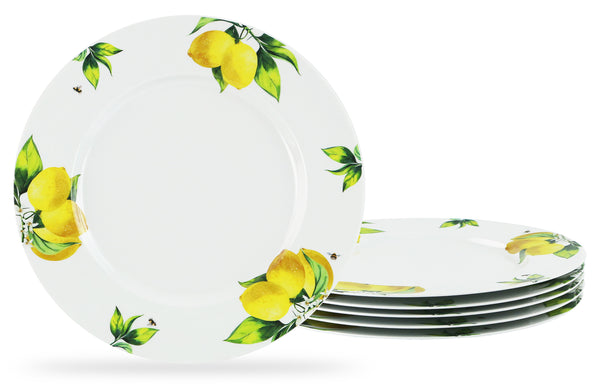 reston lloyd 6pc Melamine Dinner Plate Set Fresh Lemons