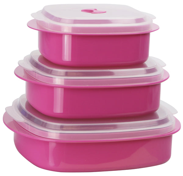 reston lloyd 6pc Microwave Cookware & Storage Set Magenta