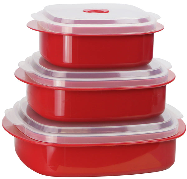 reston lloyd 6pc Microwave Cookware & Storage Set Red