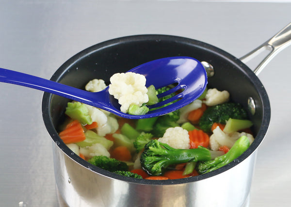 Reston Lloyd Calypso Basics BPA-Free Melamine Kitchen 4-Piece Food Grade Plastic Utensil Set With Spoon Spatula Ladle Slotted Spoon By Reston Lloyd Indigo