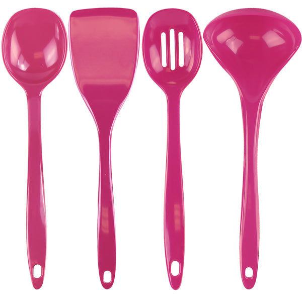 reston lloyd Calypso Basics BPA-Free Melamine Kitchen 4-Piece Food Grade Plastic Utensil Set with Spoon Spatula Ladle Slotted Spoon by Reston Lloyd Magenta