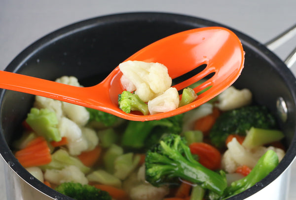 Reston Lloyd Calypso Basics BPA-Free Melamine Kitchen 4-Piece Food Grade Plastic Utensil Set With Spoon Spatula Ladle Slotted Spoon By Reston Lloyd Orange