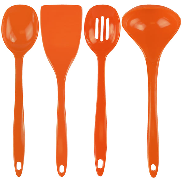 reston lloyd Calypso Basics BPA-Free Melamine Kitchen 4-Piece Food Grade Plastic Utensil Set with Spoon Spatula Ladle Slotted Spoon by Reston Lloyd Orange