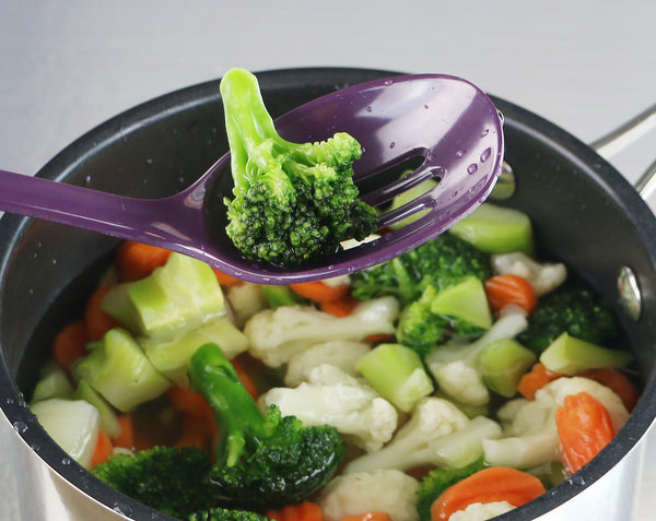 Reston Lloyd Calypso Basics BPA-Free Melamine Kitchen 4-Piece Food Grade Plastic Utensil Set With Spoon Spatula Ladle Slotted Spoon By Reston Lloyd Plum