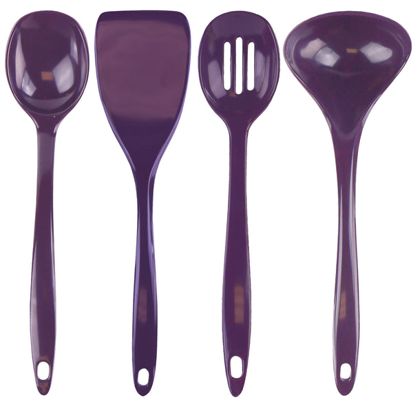 reston lloyd Calypso Basics BPA-Free Melamine Kitchen 4-Piece Food Grade Plastic Utensil Set with Spoon Spatula Ladle Slotted Spoon by Reston Lloyd Plum