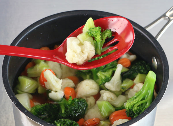 Reston Lloyd Calypso Basics BPA-Free Melamine Kitchen 4-Piece Food Grade Plastic Utensil Set With Spoon Spatula Ladle Slotted Spoon By Reston Lloyd Red