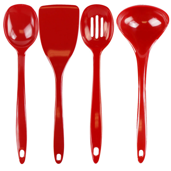 reston lloyd Calypso Basics BPA-Free Melamine Kitchen 4-Piece Food Grade Plastic Utensil Set with Spoon Spatula Ladle Slotted Spoon by Reston Lloyd Red