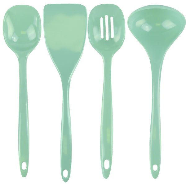 reston lloyd Calypso Basics BPA-Free Melamine Kitchen 4-Piece Food Grade Plastic Utensil Set with Spoon Spatula Ladle Slotted Spoon by Reston Lloyd Seafoam