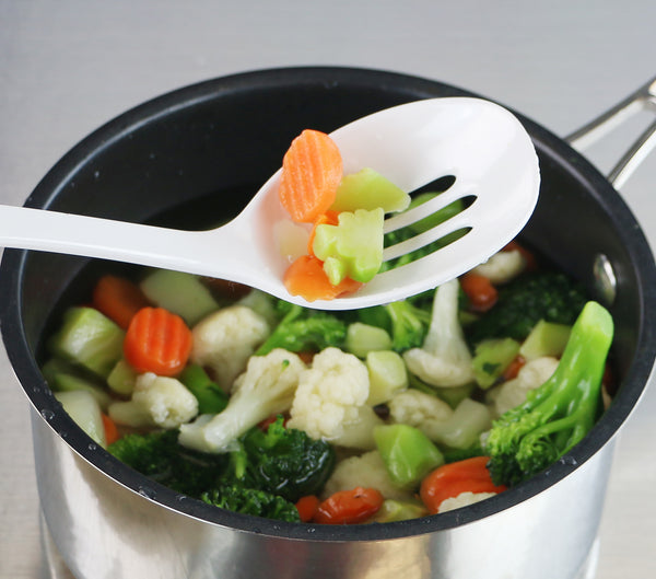 Reston Lloyd Calypso Basics BPA-Free Melamine Kitchen 4-Piece Food Grade Plastic Utensil Set With Spoon Spatula Ladle Slotted Spoon By Reston Lloyd White