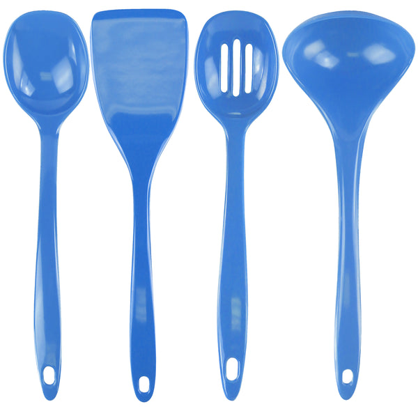 reston lloyd Calypso Basics BPA-Free Melamine Kitchen 4-Piece Food Grade Plastic Utensil Set with Spoon Spatula Ladle Slotted Spoon by Reston Lloyd Azure