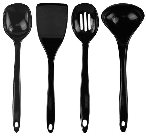 reston lloyd Calypso Basics BPA-Free Melamine Kitchen 4-Piece Food Grade Plastic Utensil Set with Spoon Spatula Ladle Slotted Spoon by Reston Lloyd Black