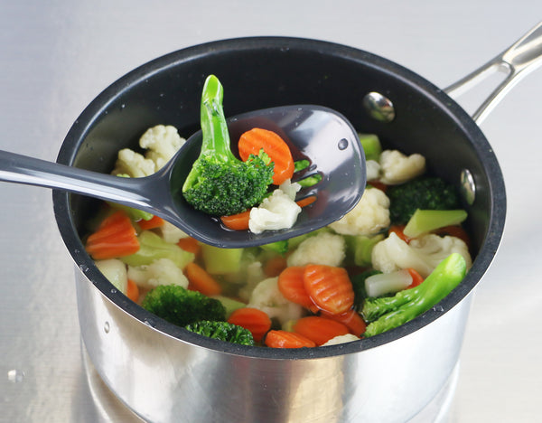 Reston Lloyd Calypso Basics BPA-Free Melamine Kitchen 4-Piece Food Grade Plastic Utensil Set With Spoon Spatula Ladle Slotted Spoon By Reston Lloyd Charcoal