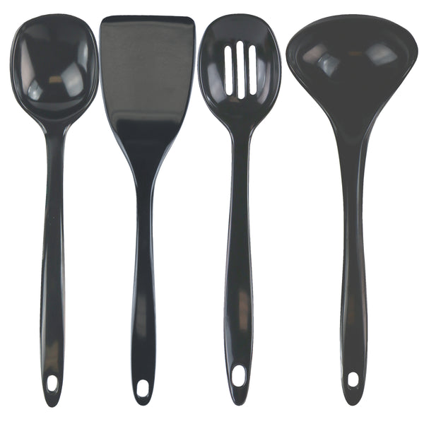 reston lloyd Calypso Basics BPA-Free Melamine Kitchen 4-Piece Food Grade Plastic Utensil Set with Spoon Spatula Ladle Slotted Spoon by Reston Lloyd Charcoal