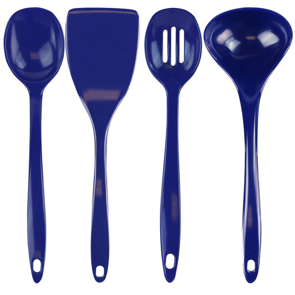 reston lloyd Calypso Basics BPA-Free Melamine Kitchen 4-Piece Food Grade Plastic Utensil Set with Spoon Spatula Ladle Slotted Spoon by Reston Lloyd Indigo