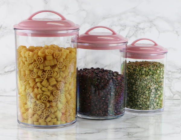 Reston Lloyd Calypso Basics By Reston Lloyd Acrylic Storage Canisters Set Of 3 - Pink