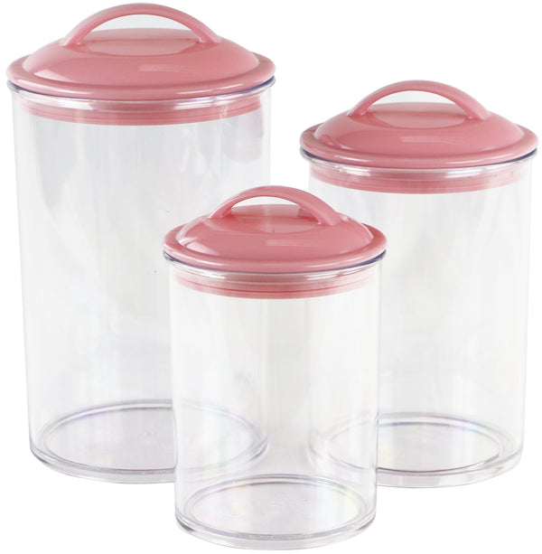 Reston Lloyd Calypso Basics By Reston Lloyd Acrylic Storage Canisters Set Of 3 - Pink