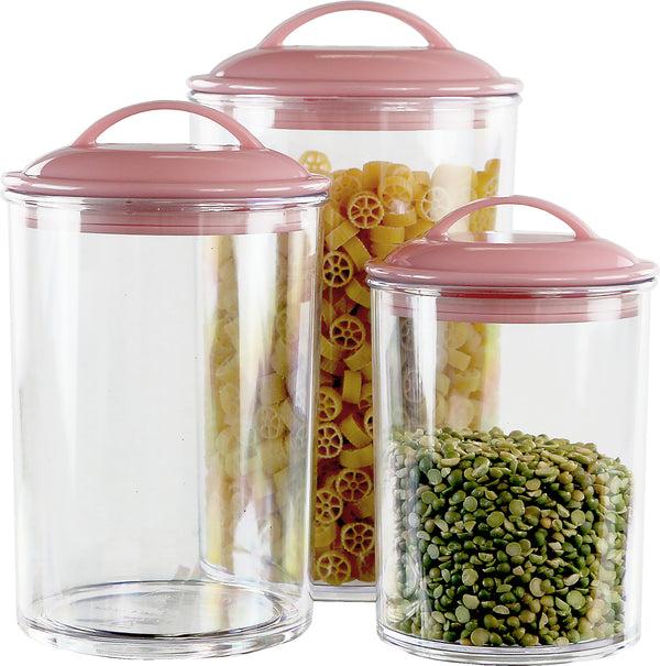 reston lloyd Calypso Basics by Reston Lloyd Acrylic Storage Canisters Set of 3 - Pink
