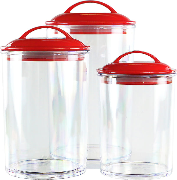Reston Lloyd Calypso Basics By Reston Lloyd Acrylic Storage Canisters Set Of 3 - Red