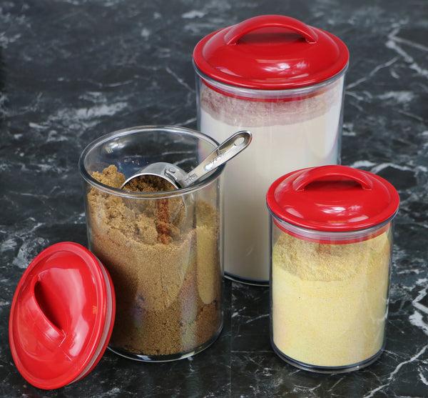 Reston Lloyd Calypso Basics By Reston Lloyd Acrylic Storage Canisters Set Of 3 - Red