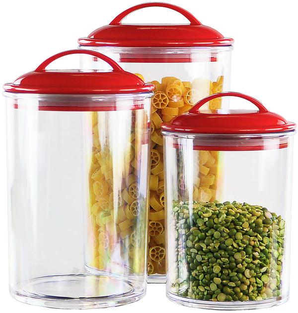 reston lloyd Calypso Basics by Reston Lloyd Acrylic Storage Canisters Set of 3 - Red