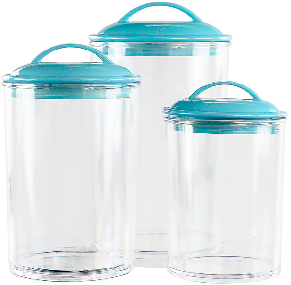 Reston Lloyd Calypso Basics By Reston Lloyd Acrylic Storage Canisters Set Of 3 - Turquoise