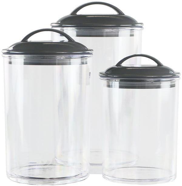 Reston Lloyd Calypso Basics By Reston Lloyd Acrylic Storage Canisters Set Of 3 - Charcoal