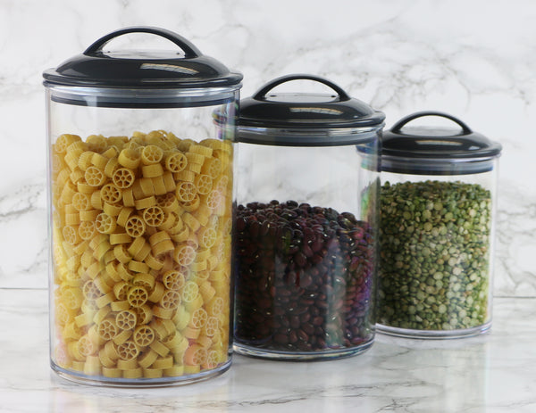 Reston Lloyd Calypso Basics By Reston Lloyd Acrylic Storage Canisters Set Of 3 - Charcoal