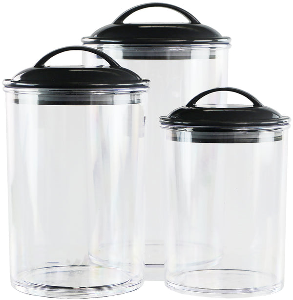 Reston Lloyd Calypso Basics By Reston Lloyd Acrylic Storage Canisters Set Of 3 - Black