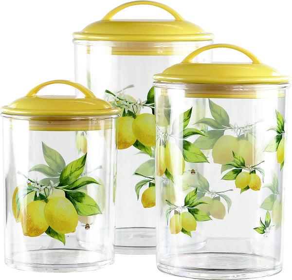 reston lloyd Calypso Basics by Reston Lloyd Acrylic Storage Canisters Set of 3 - Fresh Lemons