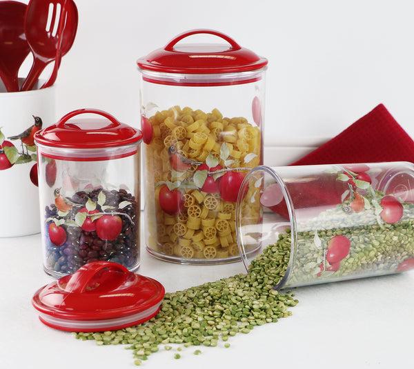Reston Lloyd Calypso Basics By Reston Lloyd Acrylic Storage Canisters Set Of 3 - Harvest Apples