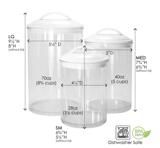 Reston Lloyd Calypso Basics By Reston Lloyd Acrylic Storage Canisters Set Of 3 - Harvest Apples