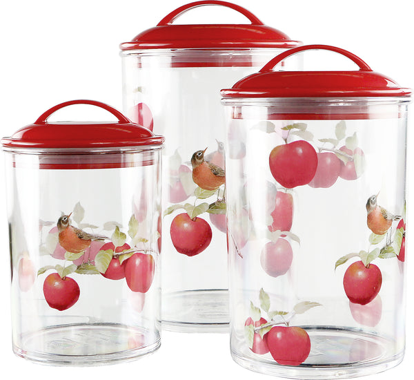 reston lloyd Calypso Basics by Reston Lloyd Acrylic Storage Canisters Set of 3 - Harvest Apples