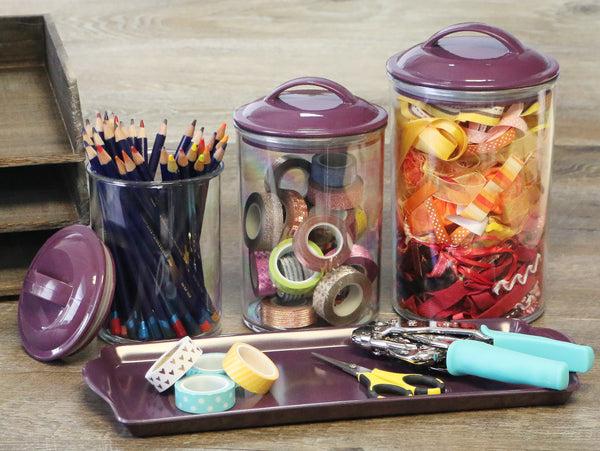 Reston Lloyd Calypso Basics By Reston Lloyd Acrylic Storage Canisters Set Of 3 - Plum