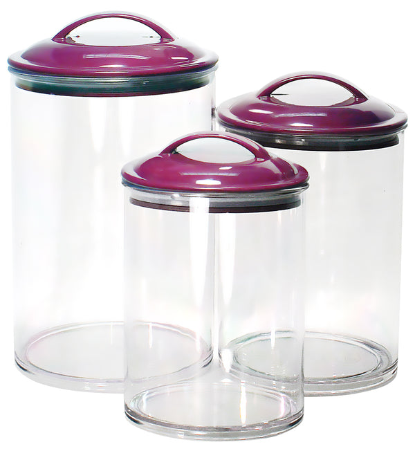 Reston Lloyd Calypso Basics By Reston Lloyd Acrylic Storage Canisters Set Of 3 - Plum