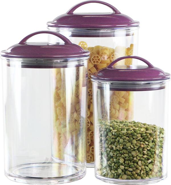 reston lloyd Calypso Basics by Reston Lloyd Acrylic Storage Canisters Set of 3 - Plum