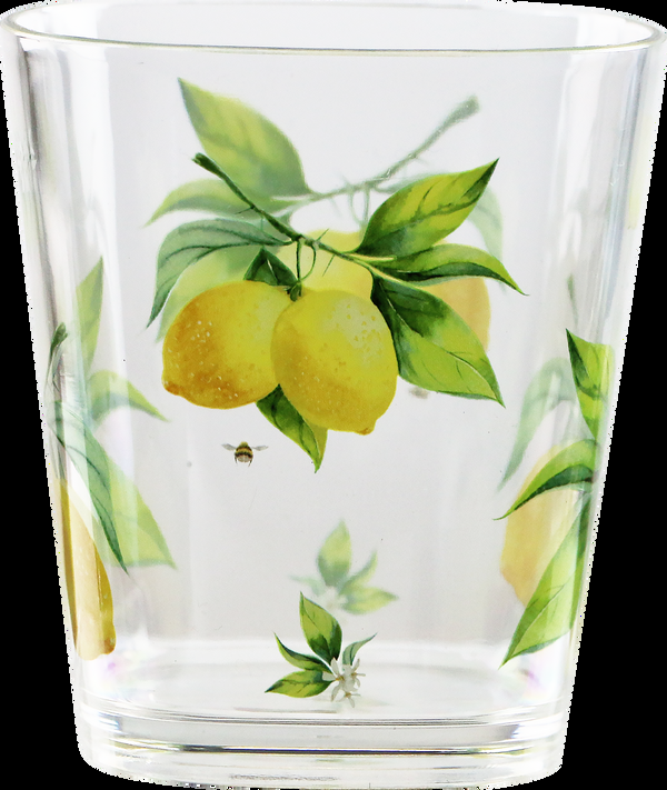 Reston Lloyd Fresh Lemons Acrylic Drinkware 14 Oz Rock Glass Set Of 6