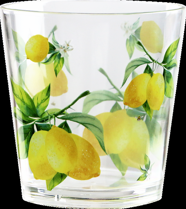 Reston Lloyd Fresh Lemons Acrylic Drinkware 14 Oz Rock Glass Set Of 6