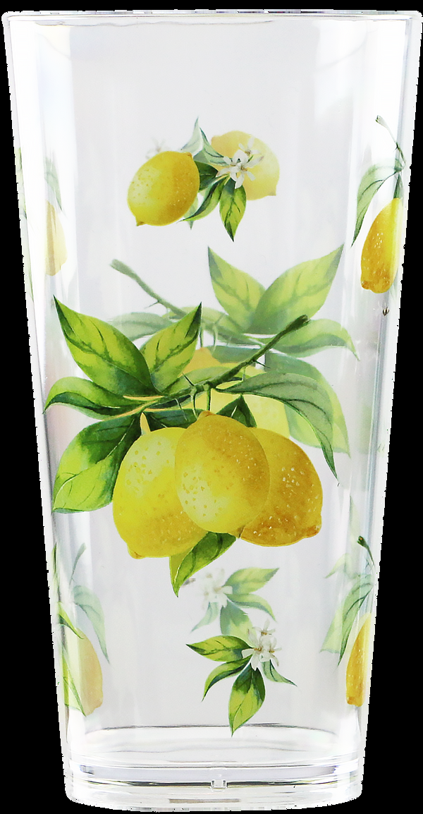 Reston Lloyd Fresh Lemons Acrylic Drinkware 19oz Ice Tea Glass Set Of 6