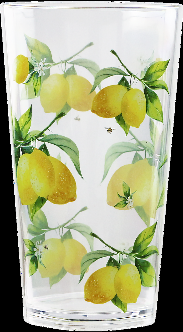 Reston Lloyd Fresh Lemons Acrylic Drinkware 19oz Ice Tea Glass Set Of 6