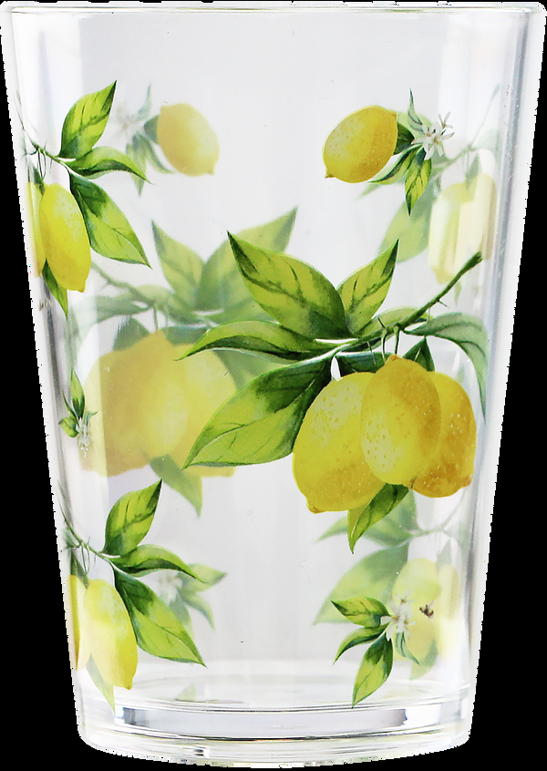 Reston Lloyd Fresh Lemons Acrylic Drinkware 8oz Juice Glass Set Of 6