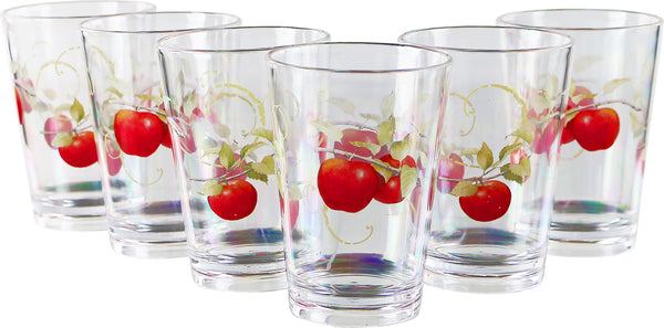 reston lloyd Harvest Apple Acrylic Drinkware 8oz Juice Glass Set of 6