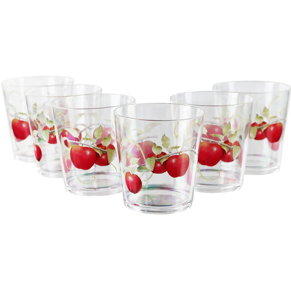 reston lloyd Harvest Apples Acrylic Drinkware 14 oz Rock Glass Set of 6
