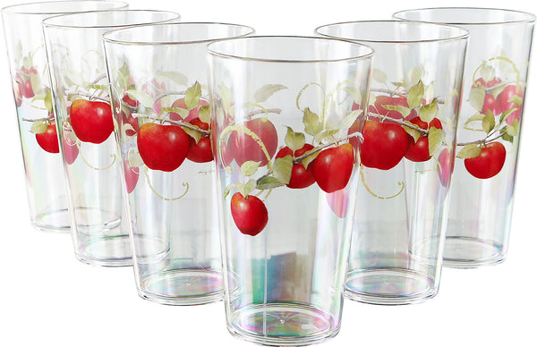 reston lloyd Harvest Apples Acrylic Drinkware 19oz Ice Tea Glass Set of 6