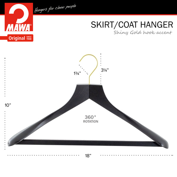 Reston Lloyd Metropolis Series Bodyform Wide Shoulder Coat Hanger With Pant Bar Profi 45/SV/HRS Black Gold Hook